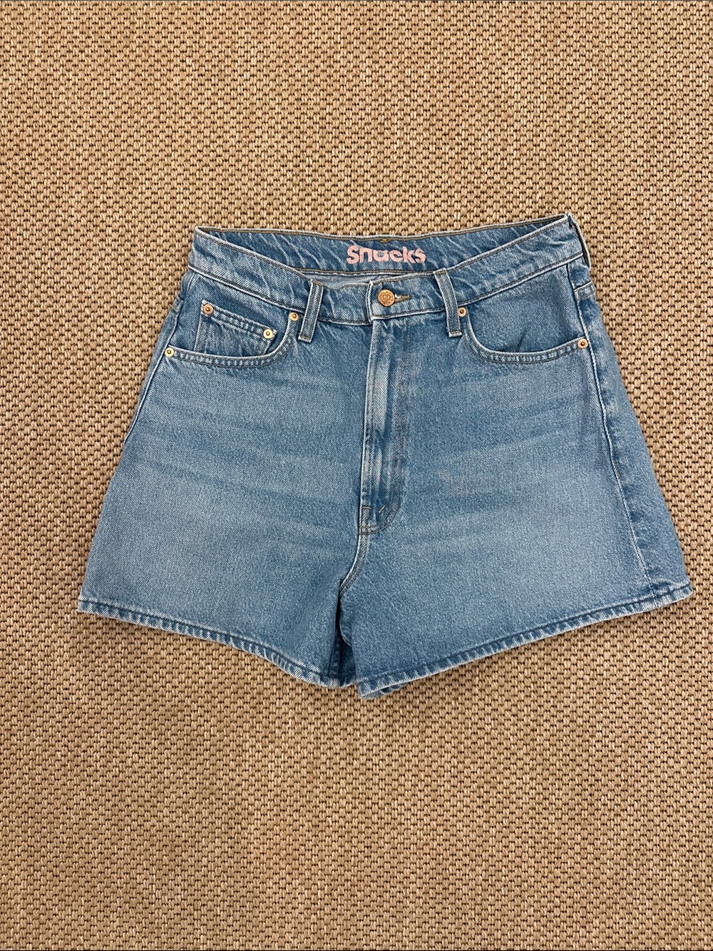 MOTHER Snacks Denim Jean Shorts — Light Blue Wash